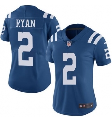 Women's Nike Indianapolis Colts #2 Matt Ryan Royal Blue Stitched NFL Limited Rush Jersey