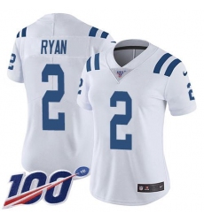 Women's Nike Indianapolis Colts #2 Matt Ryan White Stitched NFL 100th Season Vapor Untouchable Limited Jersey