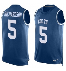 Men's Nike Indianapolis Colts #5 Anthony Richardson Blue Team Color Stitched NFL Limited Tank Top Jersey