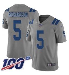 Men's Nike Indianapolis Colts #5 Anthony Richardson Gray Stitched NFL Limited Inverted Legend 100th Season Jersey