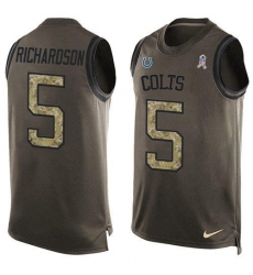 Men's Nike Indianapolis Colts #5 Anthony Richardson Green Stitched NFL Limited Salute To Service Tank Top Jersey