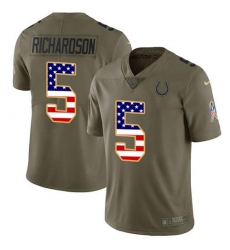 Men's Nike Indianapolis Colts #5 Anthony Richardson Olive USA Flag Stitched NFL Limited 2017 Salute To Service Jersey