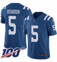 Men's Nike Indianapolis Colts #5 Anthony Richardson Royal Blue Stitched NFL Limited Rush 100th Season Jersey