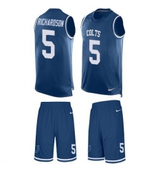 Men's Nike Indianapolis Colts #5 Anthony Richardson Royal Blue Team Color Stitched NFL Limited Tank Top Suit Jersey