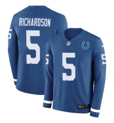 Men's Nike Indianapolis Colts #5 Anthony Richardson Royal Blue Team Color Stitched NFL Limited Therma Long Sleeve Jersey