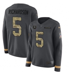 Women's Nike Indianapolis Colts #5 Anthony Richardson Anthracite Salute To Service Stitched NFL Limited Therma Long Sleeve Jersey