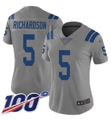 Women's Nike Indianapolis Colts #5 Anthony Richardson Gray Stitched NFL Limited Inverted Legend 100th Season Jersey