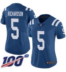 Women's Nike Indianapolis Colts #5 Anthony Richardson Royal Blue Team Color Stitched NFL 100th Season Vapor Untouchable Limited Jersey