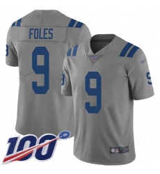 Men's Nike Indianapolis Colts #9 Nick Foles Gray Stitched NFL Limited Inverted Legend 100th Season Jersey