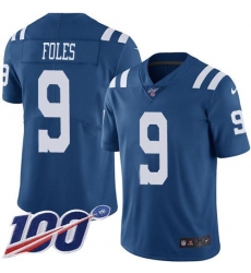 Men's Nike Indianapolis Colts #9 Nick Foles Royal Blue Stitched NFL Limited Rush 100th Season Jersey