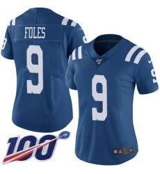 Women's Nike Indianapolis Colts #9 Nick Foles Royal Blue Stitched NFL Limited Rush 100th Season Jersey