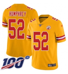 Men's Nike Kansas City Chiefs #52 Creed Humphrey Gold Stitched NFL Limited Inverted Legend 100th Season Jersey