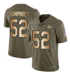 Men's Nike Kansas City Chiefs #52 Creed Humphrey Olive Gold Stitched NFL Limited 2017 Salute To Service Jersey