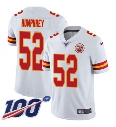 Men's Nike Kansas City Chiefs #52 Creed Humphrey White Stitched NFL 100th Season Vapor Limited Jersey