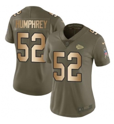 Women's Nike Kansas City Chiefs #52 Creed Humphrey Olive Gold Stitched NFL Limited 2017 Salute To Service Jersey