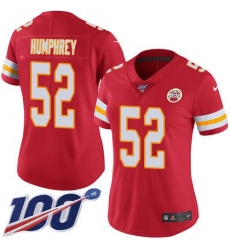 Women's Nike Kansas City Chiefs #52 Creed Humphrey Red Team Color Stitched NFL 100th Season Vapor Limited Jersey