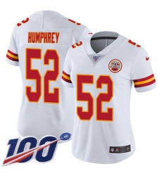 Women's Nike Kansas City Chiefs #52 Creed Humphrey White Stitched NFL 100th Season Vapor Limited Jersey