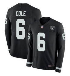 Men's Nike Las Vegas Raiders #6 AJ Cole Black Team Color Stitched NFL Limited Therma Long Sleeve Jersey