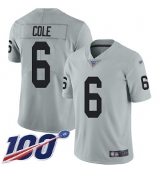 Men's Nike Las Vegas Raiders #6 AJ Cole Silver Stitched NFL Limited Inverted Legend 100th Season Jersey