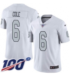 Men's Nike Las Vegas Raiders #6 AJ Cole White Stitched NFL Limited Rush 100th Season Jersey