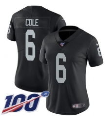 Women's Nike Las Vegas Raiders #6 AJ Cole Black Team Color Stitched NFL 100th Season Vapor Untouchable Limited Jersey