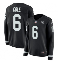 Women's Nike Las Vegas Raiders #6 AJ Cole Black Team Color Stitched NFL Limited Therma Long Sleeve Jersey