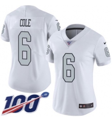 Women's Nike Las Vegas Raiders #6 AJ Cole White Stitched NFL Limited Rush 100th Season Jersey