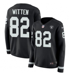 Women's Nike Las Vegas Raiders #82 Jason Witten Black Team Color Stitched NFL Limited Therma Long Sleeve Jersey