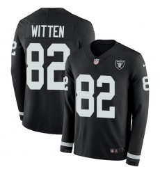 Youth Nike Las Vegas Raiders #82 Jason Witten Black Team Color Stitched NFL Limited Therma Long Sleeve Jersey