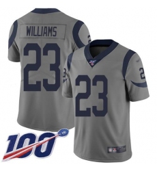 Men's Nike Los Angeles Rams #23 Kyren Williams Gray Stitched NFL Limited Inverted Legend 100th Season Jersey