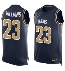 Men's Nike Los Angeles Rams #23 Kyren Williams Navy Blue Team Color Stitched NFL Limited Tank Top Jersey