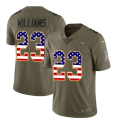 Men's Nike Los Angeles Rams #23 Kyren Williams Olive USA Flag Stitched NFL Limited 2017 Salute To Service Jersey