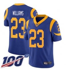 Men's Nike Los Angeles Rams #23 Kyren Williams Royal Blue Alternate Stitched NFL 100th Season Vapor Limited Jersey