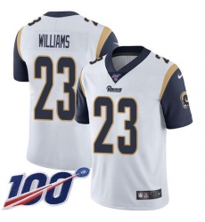 Men's Nike Los Angeles Rams #23 Kyren Williams White Stitched NFL 100th Season Vapor Limited Jersey