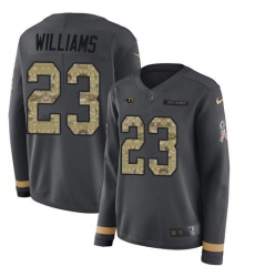 Women's Nike Los Angeles Rams #23 Kyren Williams Anthracite Salute To Service Stitched NFL Limited Therma Long Sleeve Jersey