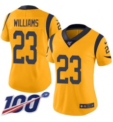 Women's Nike Los Angeles Rams #23 Kyren Williams Gold Stitched NFL Limited Rush 100th Season Jersey