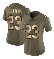 Women's Nike Los Angeles Rams #23 Kyren Williams OliveGold Stitched NFL Limited 2017 Salute To Service Jersey