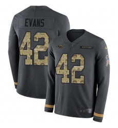 Men's Nike Los Angeles Rams #42 Ethan Evans Anthracite Salute To Service Stitched NFL Limited Therma Long Sleeve Jersey