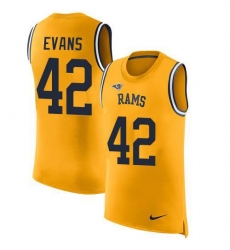 Men's Nike Los Angeles Rams #42 Ethan Evans Gold Stitched NFL Limited Rush Tank Top Jersey