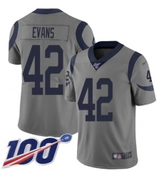 Men's Nike Los Angeles Rams #42 Ethan Evans Gray Stitched NFL Limited Inverted Legend 100th Season Jersey