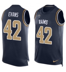 Men's Nike Los Angeles Rams #42 Ethan Evans Navy Blue Team Color Stitched NFL Limited Tank Top Jersey