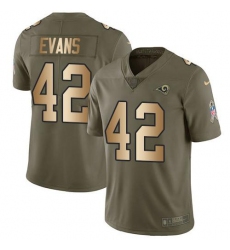 Men's Nike Los Angeles Rams #42 Ethan Evans Olive Gold Stitched NFL Limited 2017 Salute To Service Jersey