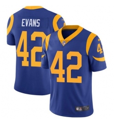 Men's Nike Los Angeles Rams #42 Ethan Evans Royal Blue Alternate Stitched NFL Vapor Untouchable Limited Jersey