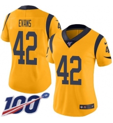 Women's Nike Los Angeles Rams #42 Ethan Evans Gold Stitched NFL Limited Rush 100th Season Jersey