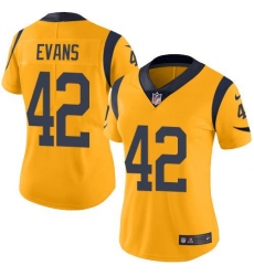 Women's Nike Los Angeles Rams #42 Ethan Evans Gold Stitched NFL Limited Rush Jersey