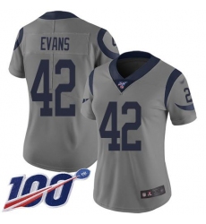 Women's Nike Los Angeles Rams #42 Ethan Evans Gray Stitched NFL Limited Inverted Legend 100th Season Jersey