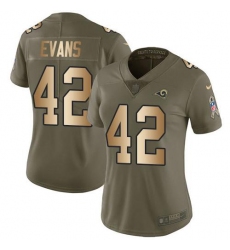 Women's Nike Los Angeles Rams #42 Ethan Evans Olive Gold Stitched NFL Limited 2017 Salute To Service Jersey