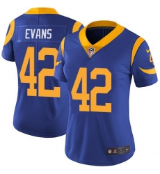 Women's Nike Los Angeles Rams #42 Ethan Evans Royal Blue Alternate Stitched NFL 100th Season Vapor Untouchable Limited Jersey