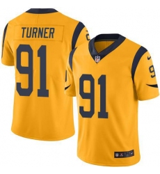 Men's Nike Los Angeles Rams #91 Kobie Turner Gold Stitched NFL Limited Rush Jersey