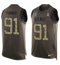 Men's Nike Los Angeles Rams #91 Kobie Turner Green Stitched NFL Limited Salute To Service Tank Top Jersey